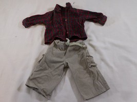 American Girl Doll of Today Cargo Outfit Red Plaid Flannel Shirt &amp; Cargo... - $28.72