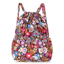 Acity waterproof backpack women s drawstring bag flower cloth bag backpack shopping bag thumb200