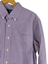 Ralph Lauren Large Shirt Mens Gingham Check Button Down Purple White Lon... - £29.20 GBP