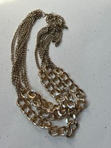Multistrand Thin &amp; Wide Goldtone Curb Link Chain Necklace – shortest strand is - £9.02 GBP