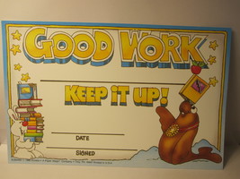 1987 Teacher Classroom Supplies: 9&quot;x5&quot; Motivation Award: Good Work, Keep... - $1.00