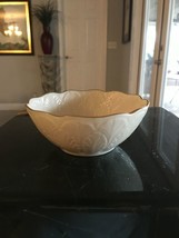 Lenox Bowl Embossed Leaf Design Gold Accents - $28.04