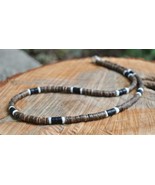 Hawaiian Surfer Brown and Black Coconut Shell Tropical Necklace - $241.33 MXN