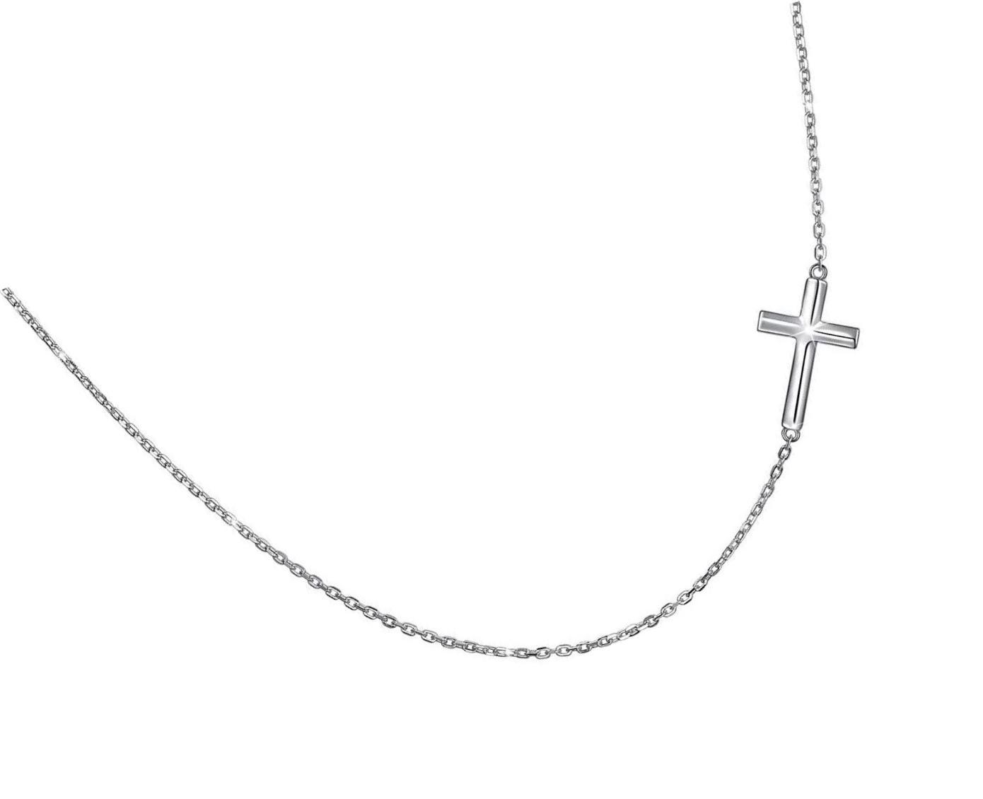 Primary image for 925 Sterling Silver Jewelry Sideways Cross Choker