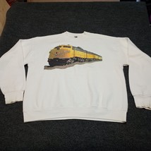 Vintage Train Sweater Sweatshirt Adult XXL 2XL White Fruit of Loom Back Hit - $32.34