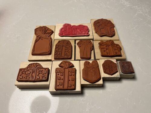 11 NEW  MOUNTED WOOD RUBBER  CRAFT GIFT BOX STAMPS YOUR CHOICE BUY MORE & SAVE! Item image 2