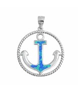 Nautical Blue Anchor Lab Created Opal Hope Good Luck October Necklace Pe... - $677.42 MXN