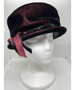 Vintage Mr Dennis Red/Maroon &amp; Black Velvet Cloche Hat *READ* - £12.68 GBP