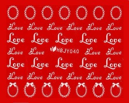 Nail Art 3D Decal Stickers White Words Love Hearts HBJY040 - $55.85 MXN