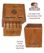 Cutco Galley 10 Slot Wood Knife Block 1744R Honey Oak Finish plus Utensi... - £23.55 GBP