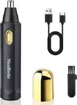 Nose Hair Trimmer for Men Women, USB Rechargeable Electric Ear Nose, Black Gold - £7.04 GBP