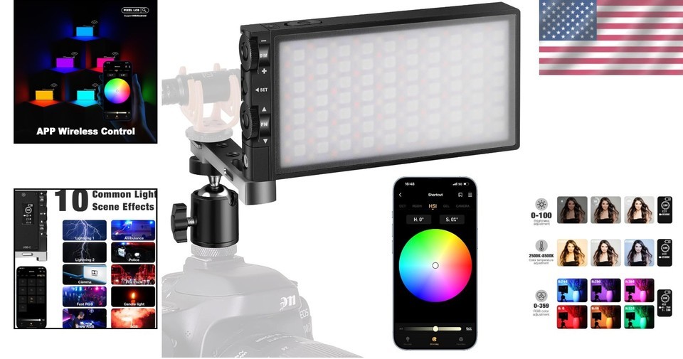Professional G1s RGB Video Light - Strong 210min Battery & Color Temp 2500-8500K Item image 2