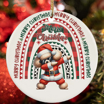 Merry Christmas Poodle Dog Santa Dabbing Dance Rainbow Ornament Gift Decor - $15.79