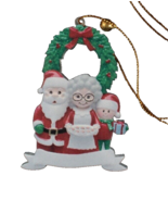 Christmas Personalized Tree Ornament Family of 3 with Wreath - $7.69
