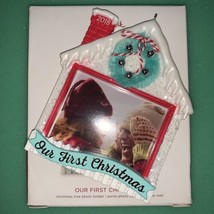 2018 Hallmark Our First Christmas Ornament Photo Holder Cottage House Frame - £15.46 GBP