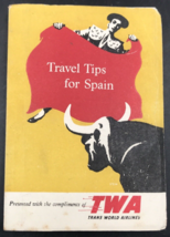 TWA Airlines Travel Tips for Spain Tourist Travel Guide Bull Fighting Ma... - $18.50