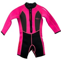 Aquasport Girls Neoprene Wetsuit Pink Black Size 4 Shorty 3.5mm Super Thick - £35.33 GBP