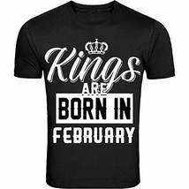 Kings Are Born In February Birthday Month Humor Men Black T-Shirt (2XL) - £10.82 GBP