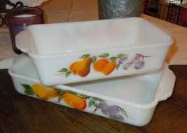 Vintage Set 2 Fire King Gay Fad Fruit Casserole Baking Dishes 1 Qt 1.5 Quart Lot - £39.21 GBP