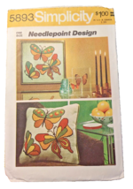 Simplicity Butterfly Needlepoint Design Pattern #5893 One Size 1973 VTG Uncut - £5.21 GBP