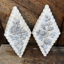 Vtg Mid-Century Modern ROSES DAISEY Chalkware Wall Plaques MCM Hollywood Regency - £20.54 GBP