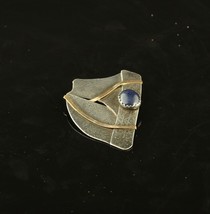 Vintage Sterling Silver 1988 Lynda Thorp  Abstract Modernist Cabochon Brooch Pin - £123.40 GBP