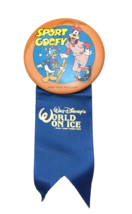 Disney Pin Sport Goofy Donald Duck Button World on Ice Baseball Ribbon  - £14.57 GBP