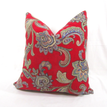 Waverly Paisley Red Cotton Duck 19-inch Square Decorative Pillow - £30.37 GBP