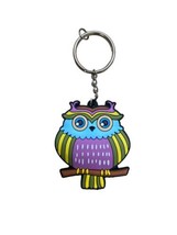 Geddes Colorful Owl Rubber Key Ring Some Wear 3.5 in - £2.90 GBP