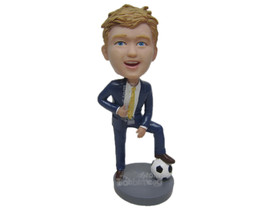 Custom Bobblehead Young Corporate Executive Soccer Fan Stepping On The Ball - Sp - £64.92 GBP