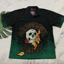 Dragonfly Grateful Dead Mens Vintage Camp Shirt Size L New Black Green Skull - £63.30 GBP
