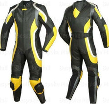 New Men&#39;s Motorcycle Cowhide Leather 1/2 Piece Suit Speed Hump Safety Pads-1054 - £319.73 GBP