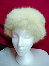 h88 Womens Vintage Genuine Fox Fur Hat Size XS 21&quot; head Pill Box Style - £23.02 GBP