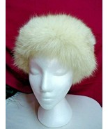 h88 Womens Vintage Genuine Fox Fur Hat Size XS 21&quot; head Pill Box Style - £22.52 GBP