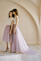 Rose Pink Tulle Maxi Skirt with Train Plus Size Pink Bridesmaid Ball Gown Skirt image 2