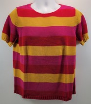L3) Josephine Chaus Woman Striped 100% Silk Short Sleeve Sweater Size 1 - $331.97 MXN