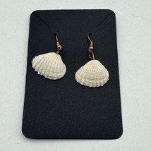 White Seashell Dangle Earrings With Gold Hooks - £12.24 GBP