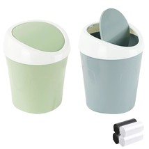 2 Pcs Plastic Mini Wastebasket Trash Can With 120 Trash Bags, Tiny Desktop Waste - £19.17 GBP