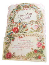  Pop Up Greeting Card Valentines Day Wife Greeting Card Die Cut Vintage - $12.95