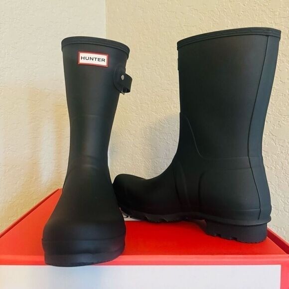 HUNTER Original Short Men's Waterproof Rain Boot, Rubber Black, Size 13, NWT Item image 7