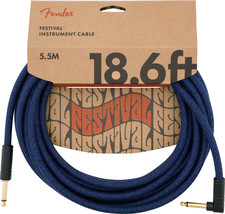 Fender 18.6&#39; Angled Festival Instrument Cable, Pure Hemp Blue Dream #099... - $52.24