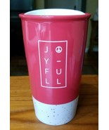 NWT Starbucks Holiday Joyful Red &amp; Oreo Stone Ceramic Travel Tumbler Mug... - £15.10 GBP