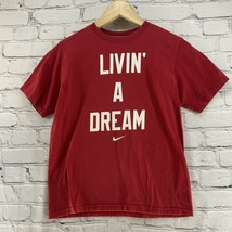 Nike Red T Shirt Livin A Dream Swoosh Logo Boys Fashion Sz S 8 Athletic Sports - £9.49 GBP