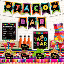 Taco Bar Decoration Kit, Mexican Fiesta Party Decorations Taco Bar Banner Sign T - £18.67 GBP