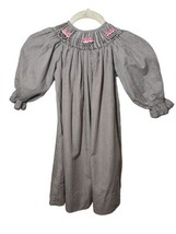 Amanda Remembered Brown Gingham Button Smocked Birthday Cupcake Twill Dress 4T - $20.00