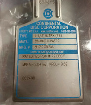 Continental Rupture Disc 1-1/2&quot; ULTRX (FS), 125 psig @ 72 Deg. F, 316-HA... - £21.94 GBP