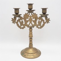 Candelabro In Ottone Vintage Con 3 Portacandele Phoenix 12&quot; - $137.78