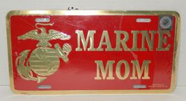 Marine Mom Metal License Plate NIP Red Gold - $29.65