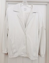 Vakko Usa Leather Jacket Coat Perforated Retro Oversize Lined White Womens S Vtg - £44.06 GBP