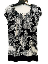 Speechless Women’s Floral Abstract Print Black &amp; White Crochet Bottom Top Large - £11.96 GBP